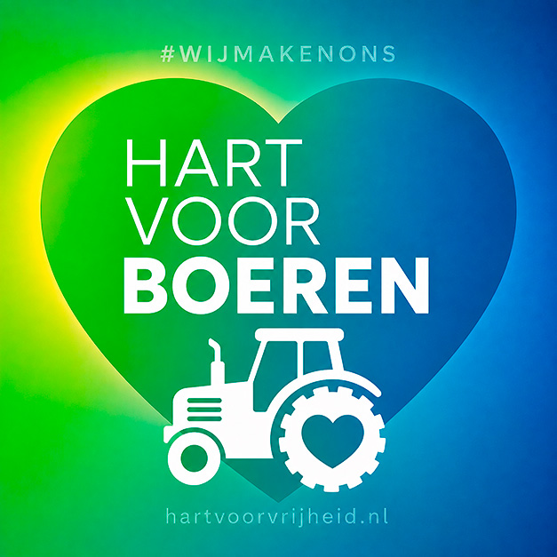 Sticker Hart voor Boeren: Eerlijke landbouw en natuurherstel: boeren als hoeders van natuur en voedselzekerheid; gezond bodem- en waterbeheer in plaats van het stikstofdogma en rekenmodellen. Download door op het plaatje te klikken.